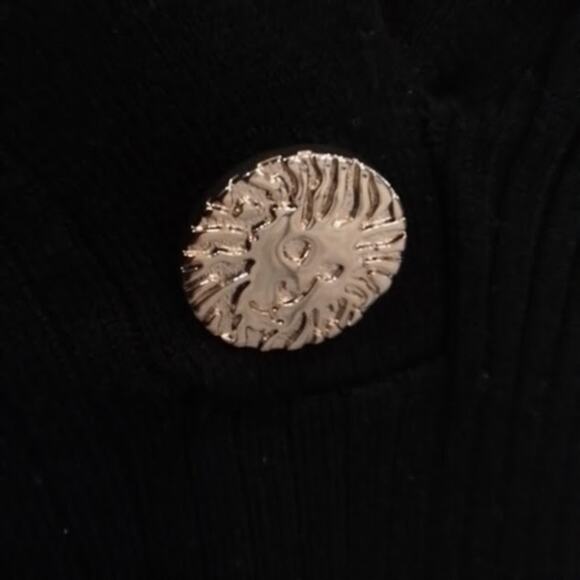 Anne Klein Ribbed Knit Collared Sweater Gold Button Black Women’s Small - Picture 4 of 6